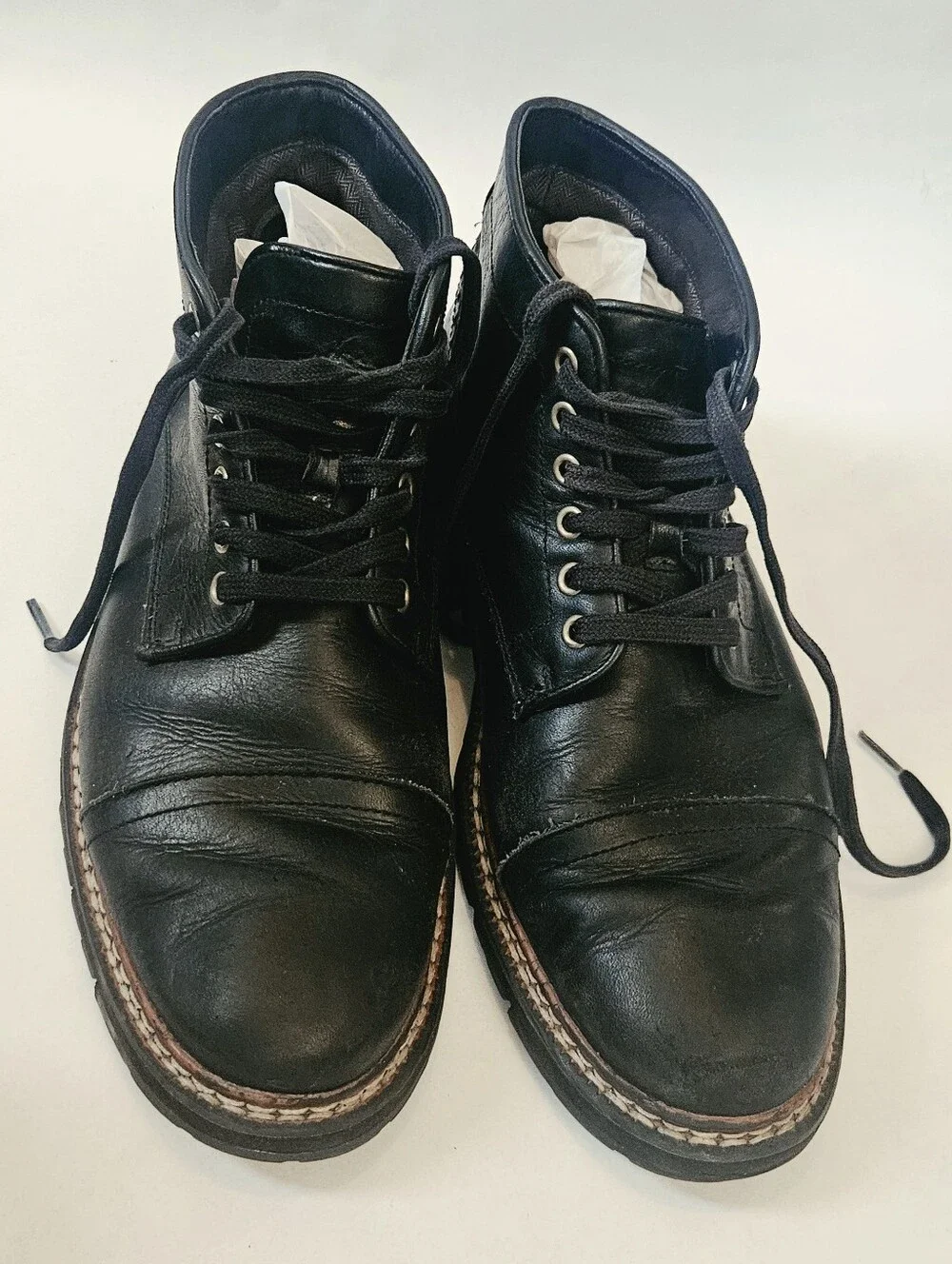 Timberland Black Leather Lace Up Combat Boots Men's Size 8.5